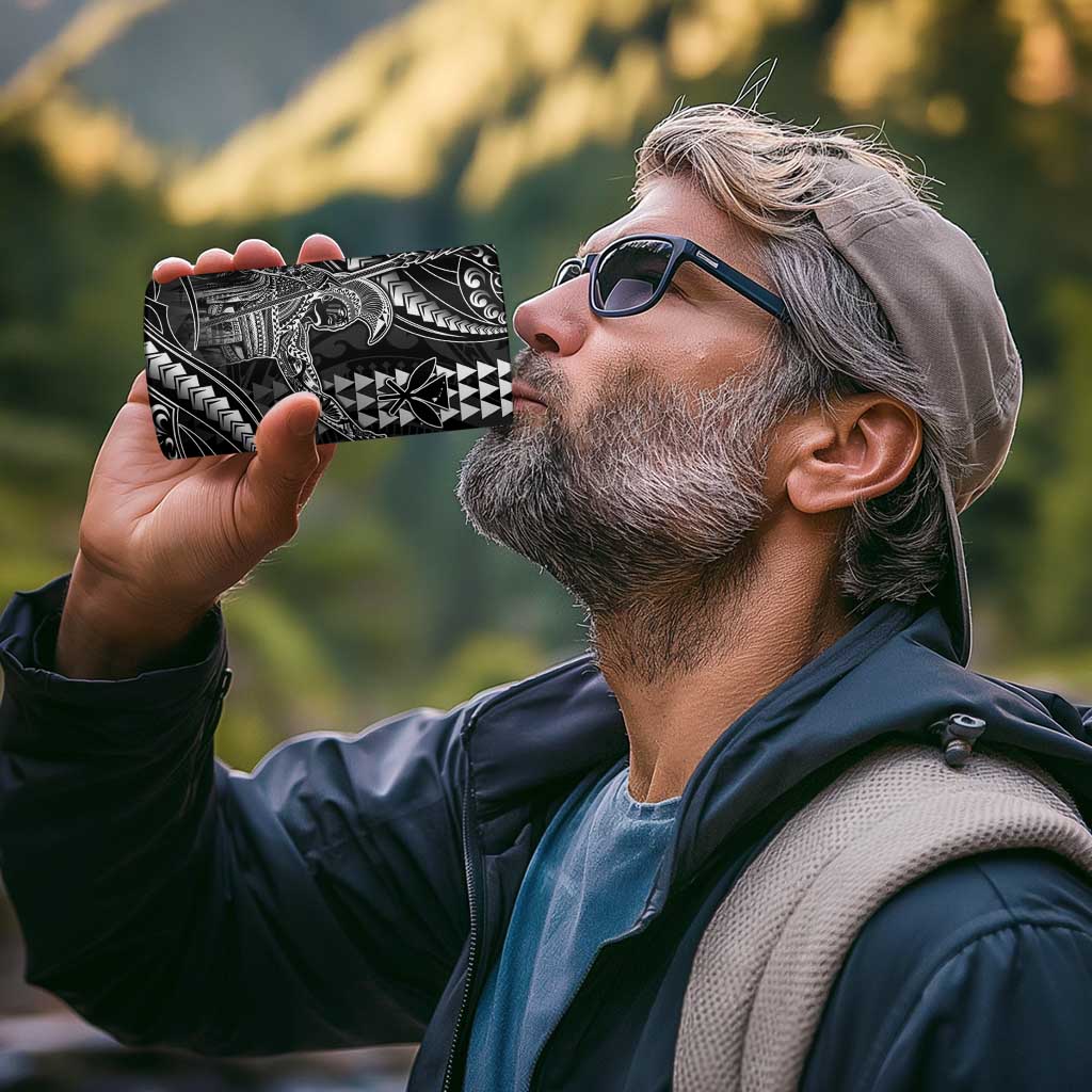 Hawaii King Kamehameha The Great 4 in 1 Can Cooler Tumbler Black Tribal Tattoo