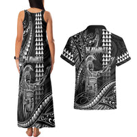 Hawaii King Kamehameha The Great Couples Matching Tank Maxi Dress and Hawaiian Shirt Black Tribal Tattoo