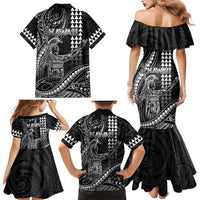 Hawaii King Kamehameha The Great Family Matching Mermaid Dress and Hawaiian Shirt Black Tribal Tattoo