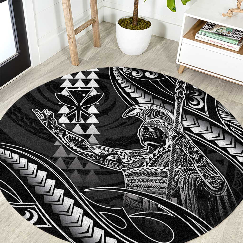 Hawaii King Kamehameha The Great Round Carpet Black Tribal Tattoo