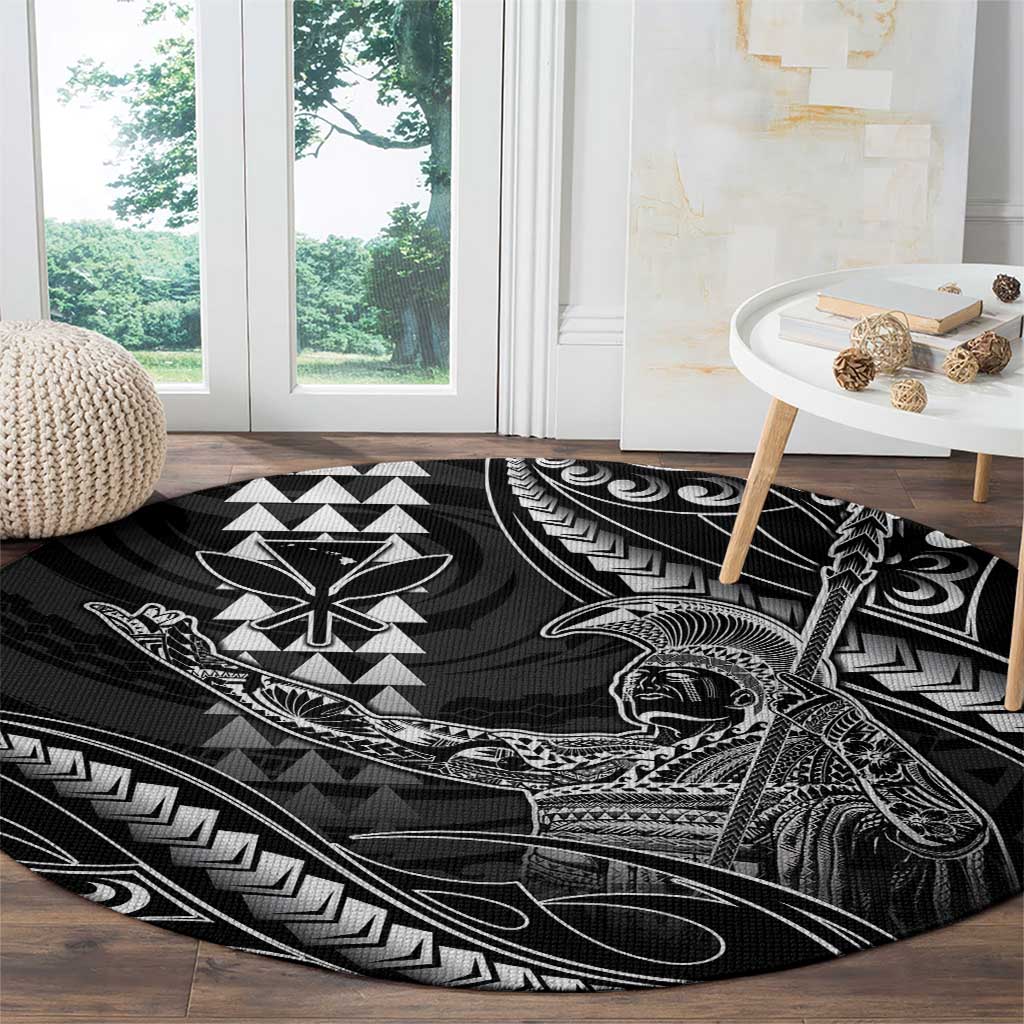 Hawaii King Kamehameha The Great Round Carpet Black Tribal Tattoo
