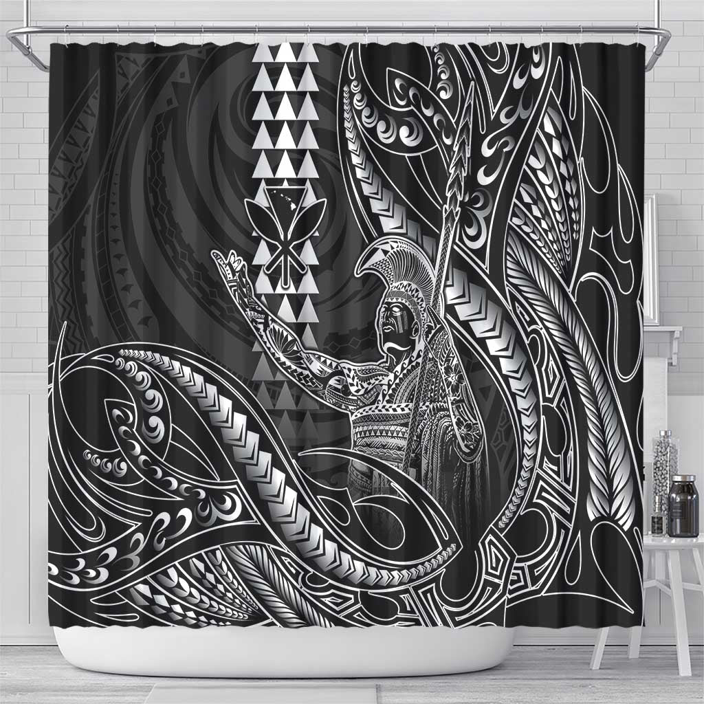 Hawaii King Kamehameha The Great Shower Curtain Black Tribal Tattoo