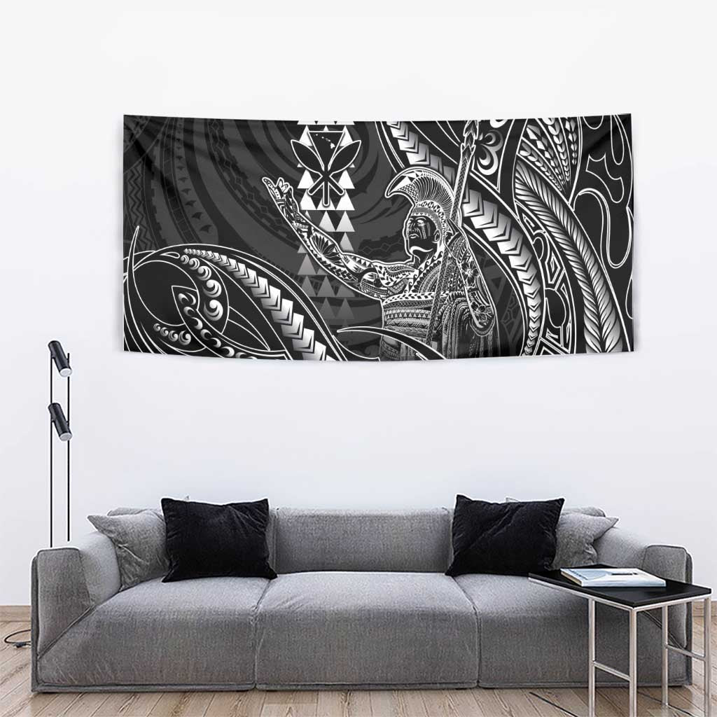 Hawaii King Kamehameha The Great Tapestry Black Tribal Tattoo