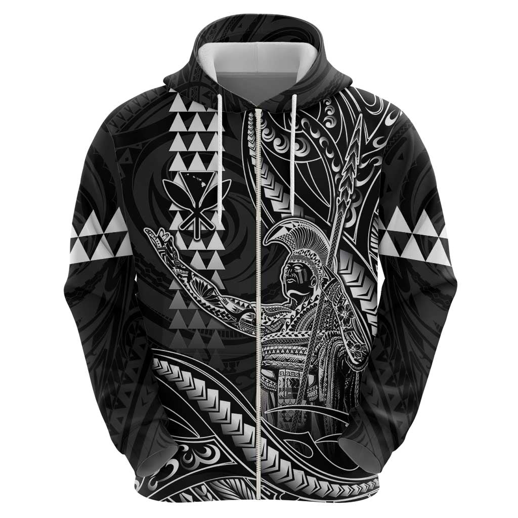 Hawaii King Kamehameha The Great Zip Hoodie Black Tribal Tattoo