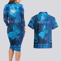 Personalised New Zealand Mother's Day Couples Matching Long Sleeve Bodycon Dress and Hawaiian Shirt Ko Te Whaea Te Takere O Te Waka