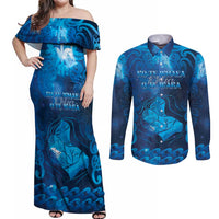 Personalised New Zealand Mother's Day Couples Matching Off Shoulder Maxi Dress and Long Sleeve Button Shirt Ko Te Whaea Te Takere O Te Waka