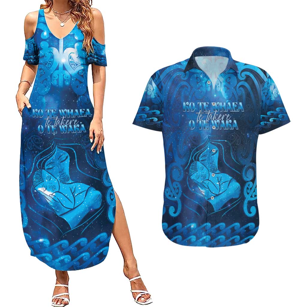 Personalised New Zealand Mother's Day Couples Matching Summer Maxi Dress and Hawaiian Shirt Ko Te Whaea Te Takere O Te Waka