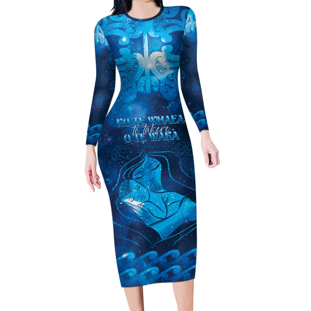 Personalised New Zealand Mother's Day Family Matching Long Sleeve Bodycon Dress and Hawaiian Shirt Ko Te Whaea Te Takere O Te Waka