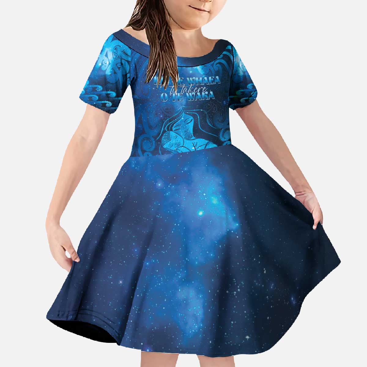 Personalised New Zealand Mother's Day Family Matching Off The Shoulder Long Sleeve Dress and Hawaiian Shirt Ko Te Whaea Te Takere O Te Waka
