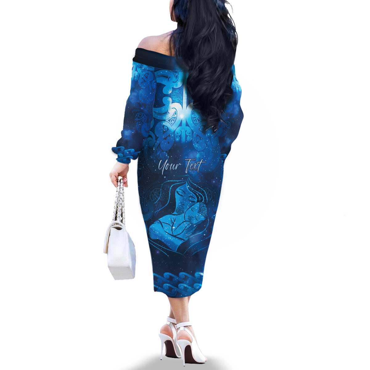 Personalised New Zealand Mother's Day Family Matching Off The Shoulder Long Sleeve Dress and Hawaiian Shirt Ko Te Whaea Te Takere O Te Waka