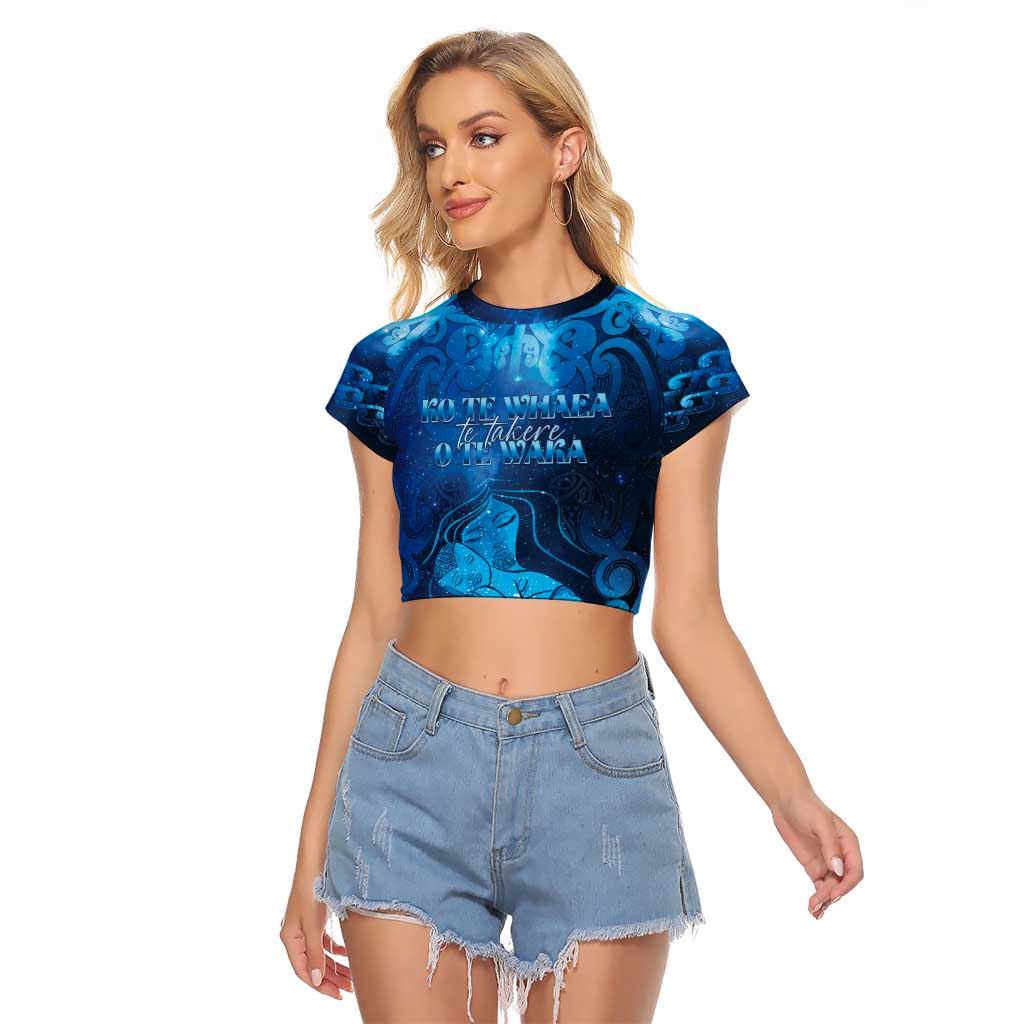 Personalised New Zealand Mother's Day Raglan Cropped T Shirt Ko Te Whaea Te Takere O Te Waka