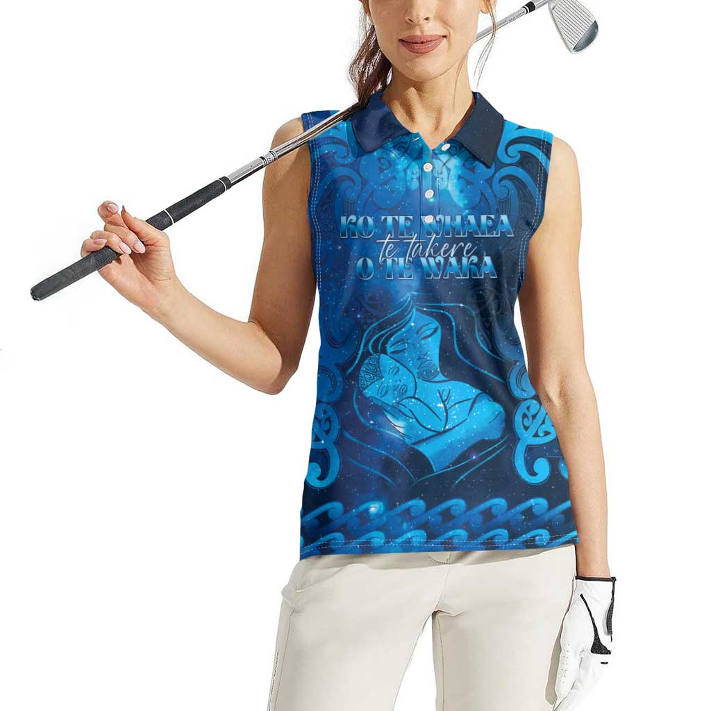 Personalised New Zealand Mother's Day Women Sleeveless Polo Shirt Ko Te Whaea Te Takere O Te Waka