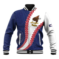 American Samoa Eagle Baseball Jacket Polynesian Tribal Pattern Curve Style