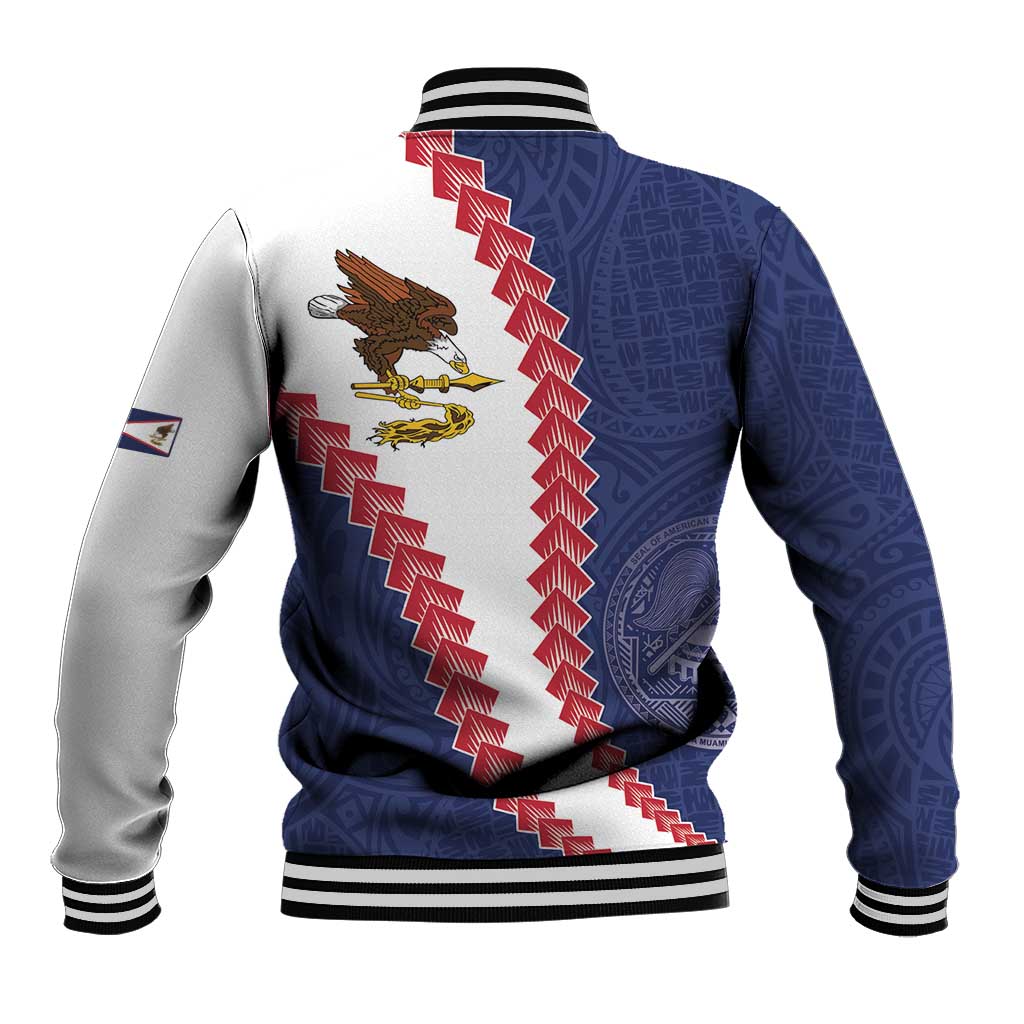American Samoa Eagle Baseball Jacket Polynesian Tribal Pattern Curve Style