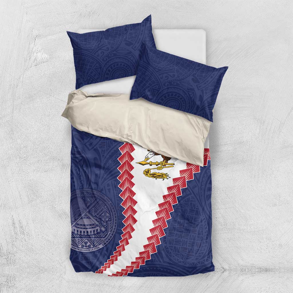 American Samoa Eagle Bedding Set Polynesian Tribal Pattern Curve Style
