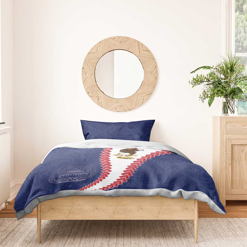 American Samoa Eagle Bedding Set Polynesian Tribal Pattern Curve Style
