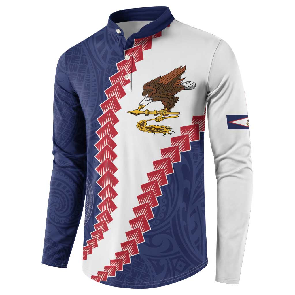 American Samoa Eagle Button Sweatshirt Polynesian Tribal Pattern Curve Style