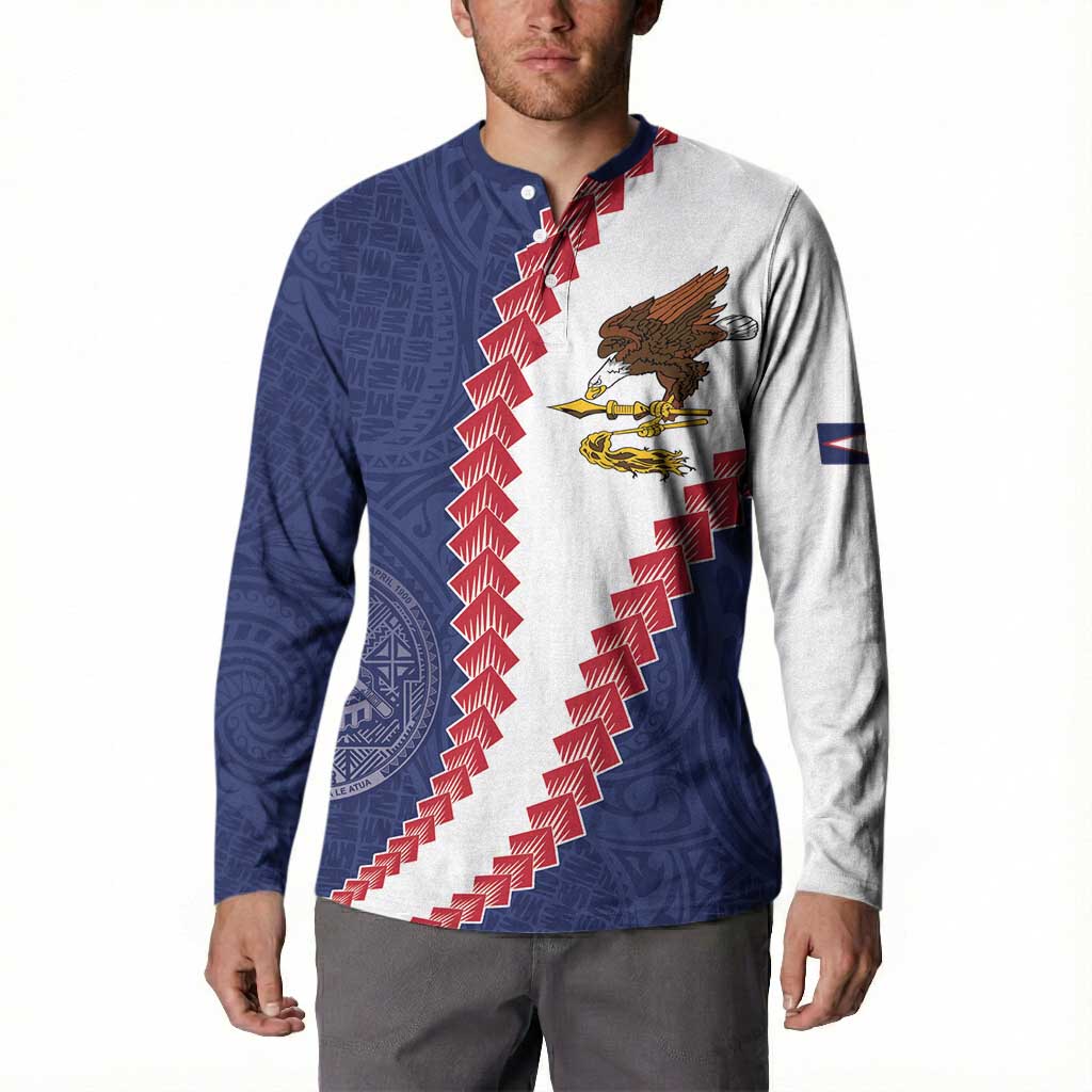 American Samoa Eagle Button Sweatshirt Polynesian Tribal Pattern Curve Style