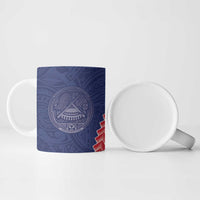 American Samoa Eagle Ceramic Mug Polynesian Tribal Pattern Curve Style