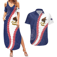 American Samoa Eagle Couples Matching Summer Maxi Dress and Hawaiian Shirt Polynesian Tribal Pattern Curve Style