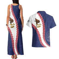 American Samoa Eagle Couples Matching Tank Maxi Dress and Hawaiian Shirt Polynesian Tribal Pattern Curve Style