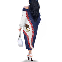 American Samoa Eagle Family Matching Off The Shoulder Long Sleeve Dress and Hawaiian Shirt Polynesian Tribal Pattern Curve Style