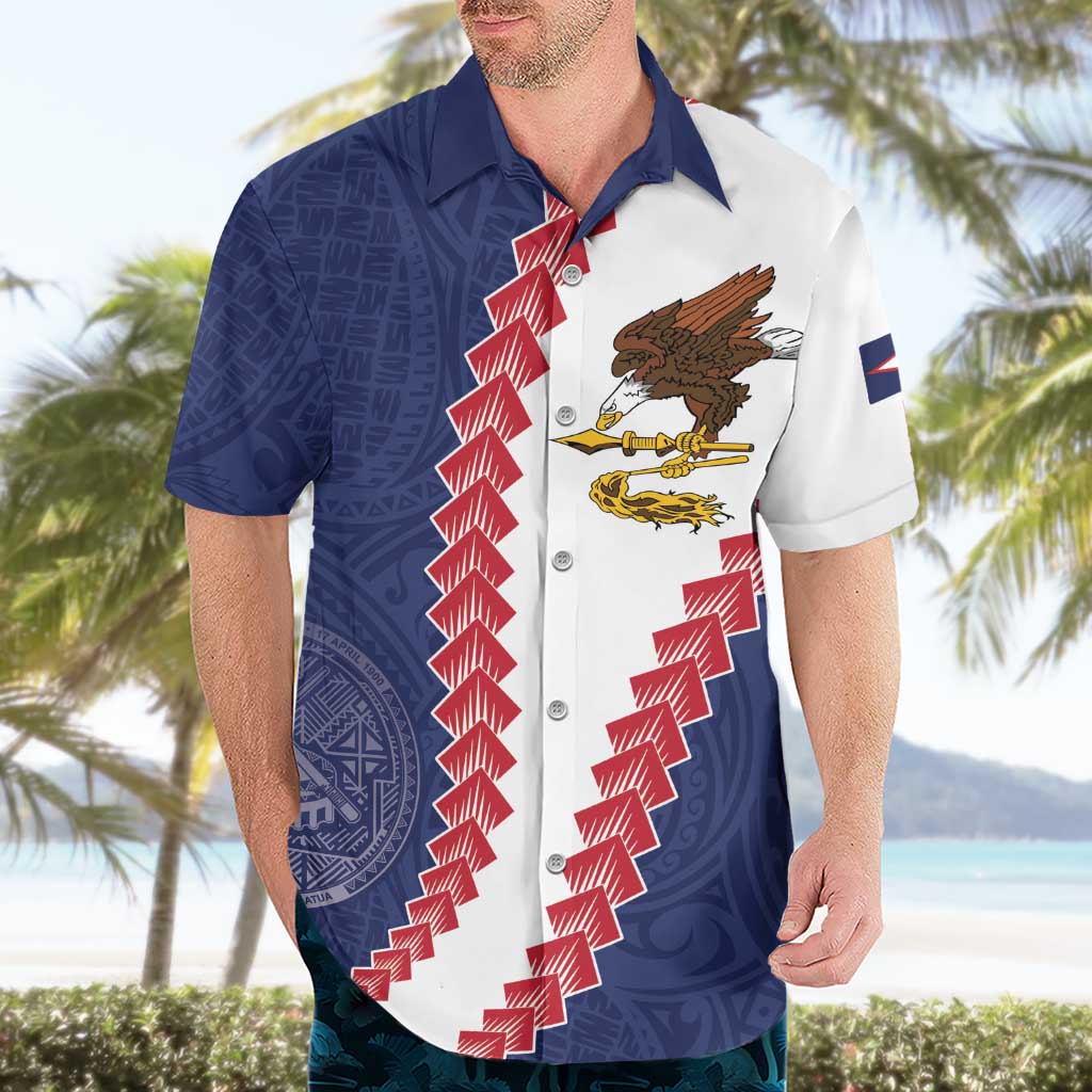 American Samoa Eagle Hawaiian Shirt Polynesian Tribal Pattern Curve Style