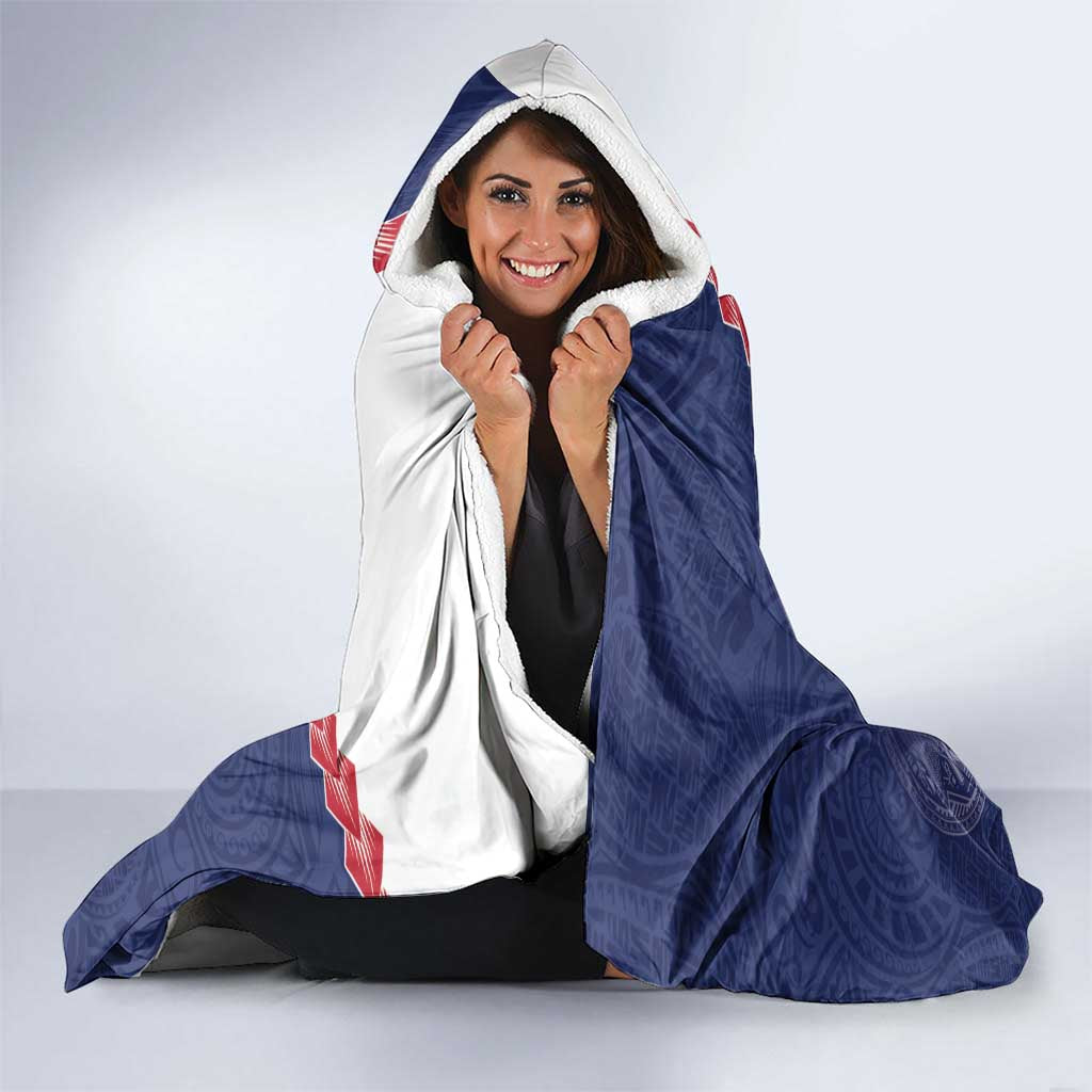 American Samoa Eagle Hooded Blanket Polynesian Tribal Pattern Curve Style