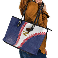 American Samoa Eagle Leather Tote Bag Polynesian Tribal Pattern Curve Style