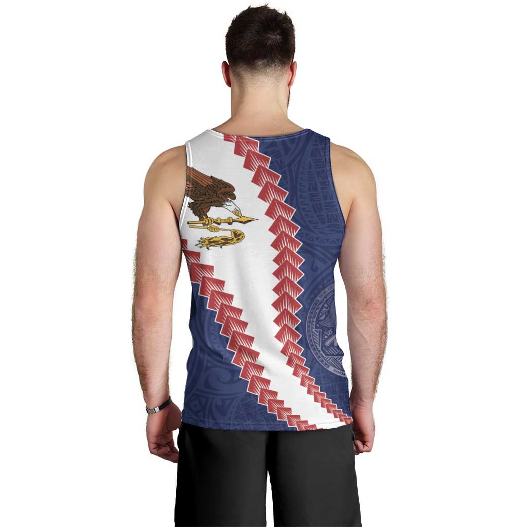 American Samoa Eagle Men Tank Top Polynesian Tribal Pattern Curve Style