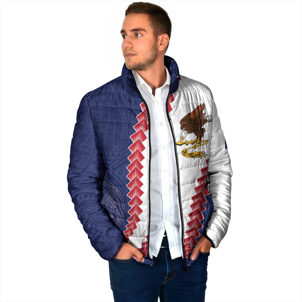 American Samoa Eagle Padded Jacket Polynesian Tribal Pattern Curve Style