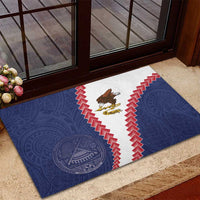 American Samoa Eagle Rubber Doormat Polynesian Tribal Pattern Curve Style