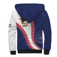 American Samoa Eagle Sherpa Hoodie Polynesian Tribal Pattern Curve Style