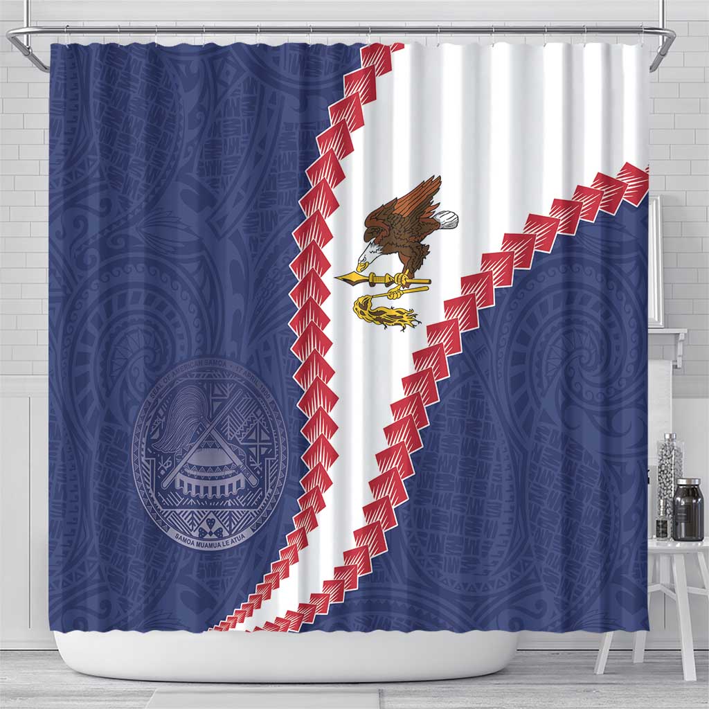 American Samoa Eagle Shower Curtain Polynesian Tribal Pattern Curve Style