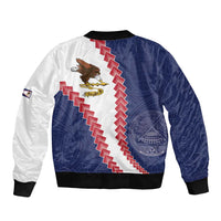 American Samoa Eagle Sleeve Zip Bomber Jacket Polynesian Tribal Pattern Curve Style