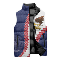 American Samoa Eagle Sleeveless Puffer Jacket Polynesian Tribal Pattern Curve Style