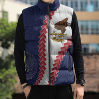 American Samoa Eagle Sleeveless Puffer Jacket Polynesian Tribal Pattern Curve Style