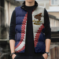 American Samoa Eagle Sleeveless Puffer Jacket Polynesian Tribal Pattern Curve Style