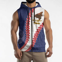 American Samoa Eagle Sleeveless Zip Hoodie Polynesian Tribal Pattern Curve Style
