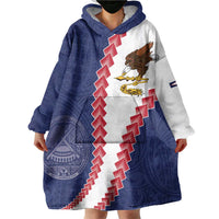 American Samoa Eagle Wearable Blanket Hoodie Polynesian Tribal Pattern Curve Style