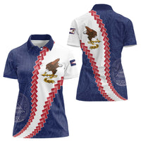American Samoa Eagle Women Polo Shirt Polynesian Tribal Pattern Curve Style