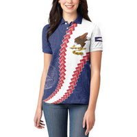 American Samoa Eagle Women Polo Shirt Polynesian Tribal Pattern Curve Style
