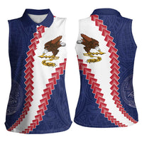 American Samoa Eagle Women Sleeveless Polo Shirt Polynesian Tribal Pattern Curve Style