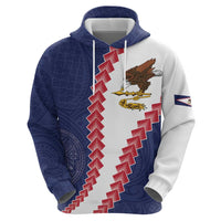 American Samoa Eagle Zip Hoodie Polynesian Tribal Pattern Curve Style