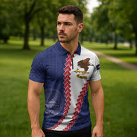 American Samoa Eagle Zipper Polo Shirt Polynesian Tribal Pattern Curve Style