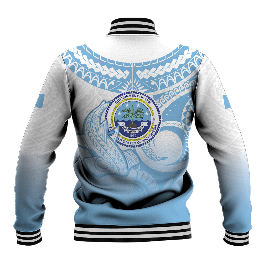 Micronesia Constitution Day Baseball Jacket Polynesian Tribal Tattoo Simple Style