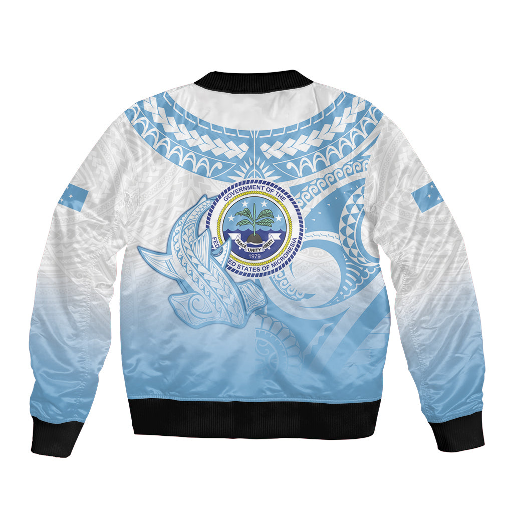 Micronesia Constitution Day Bomber Jacket Polynesian Tribal Tattoo Simple Style