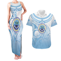 Micronesia Constitution Day Couples Matching Tank Maxi Dress and Hawaiian Shirt Polynesian Tribal Tattoo Simple Style