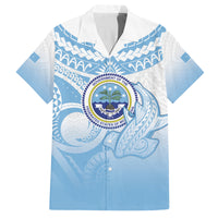 Micronesia Constitution Day Family Matching Long Sleeve Bodycon Dress and Hawaiian Shirt Polynesian Tribal Tattoo Simple Style