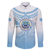 Micronesia Constitution Day Family Matching Summer Maxi Dress and Hawaiian Shirt Polynesian Tribal Tattoo Simple Style